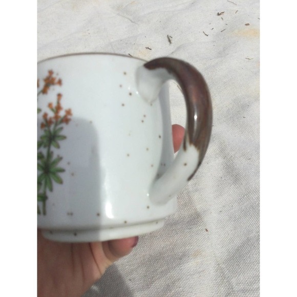 Ceramic coffee mug tea floral Japan vintage bron 70s MCM rustic farmhouse - Picture 2 of 10